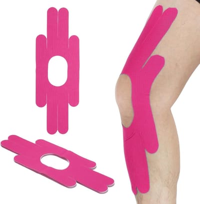 10 stuks Kinesiologietape voor knieën, K-vormige voorgesneden elastische sportknietape, waterdicht en ademend, hypoallergeen, geschikt voor sport, oefeningen, spier, gewrichtsondersteuning, (Rose Rood)