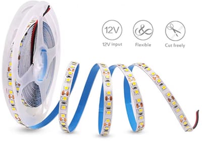 LEDstrip 2835 coolwhite 6000K 12V 60 leds per meter IP20 rol 5 meter 8 mm dimbaar led strip