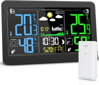 ZRSS® Weerstation Binnen en Buiten - Met Buitensensor - Weermeter Draadloos