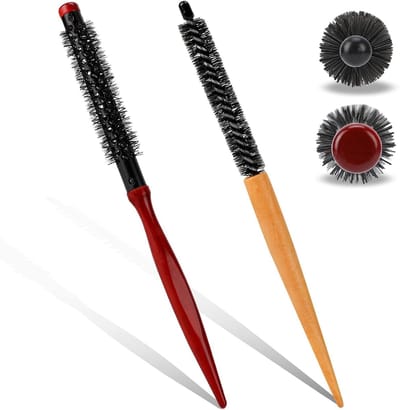 Set van 2 ronde borstels voor professioneel gebruik, mini haardroger borstel, ronde baardborstel, ideaal voor dun haar, paardenstaart en het creëren van krullen