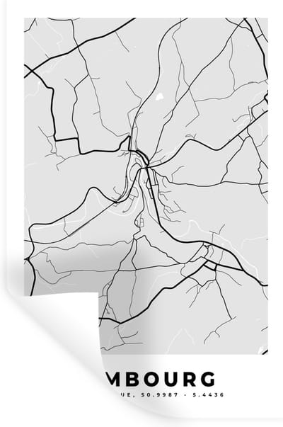Muurstickers - Sticker Folie - Stadskaart – Zwart Wit - Kaart – Limbourg – België – Plattegrond - 20x30 cm - Plakfolie - Muurstickers Kinderkamer - Zelfklevend Behang - Zelfklevend behangpapier - Stickerfolie