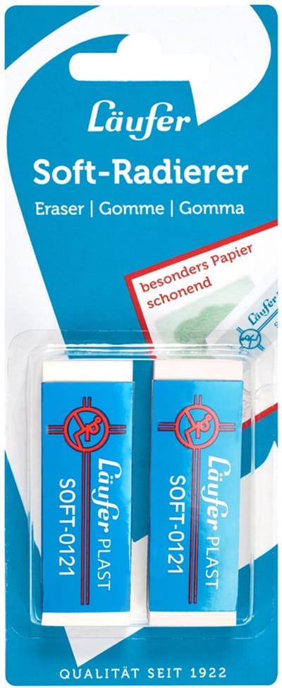 Läufer kunststof-vlakgum PLAST SOFT, 2 op blister