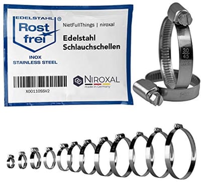 Slangklemmen RVS - Wormklemmen Bandklemmen - Slangen Bevestigen - Volledig RVS V2A - 10 stuks 16-27mm - Zilverkleurig
