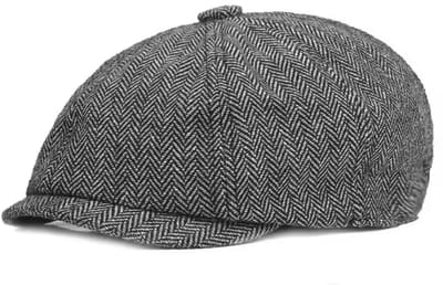 CHPN - Flatcap - Herenpet - Klassieke pet - Cap - Zwart/Wit - One size- Unisex