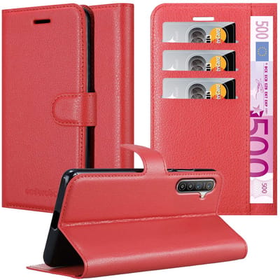 Cadorabo Hoesje geschikt voor Realme X2 / XT / Oppo K5 in KARMIJN ROOD - Beschermhoes met magnetische sluiting, standfunctie en kaartvakje Book Case Cover Etui