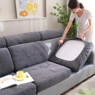 Housses extensibles en Jacquard à ficelle épaisse en peluche pour housse de coussin de siège de canapé pour coussin Chaselong en forme de L doux garder au chaud S-HEAD(1pc) gray
