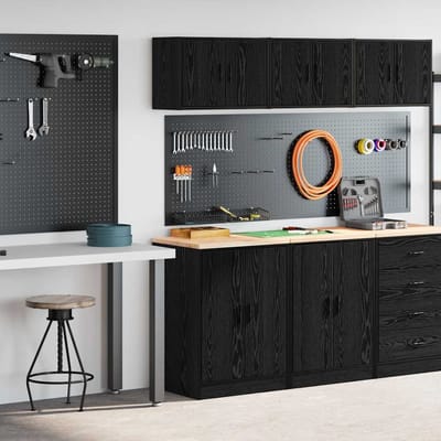 vidaXL - Garagekasten - 2 - st - spaanplaat - zwart