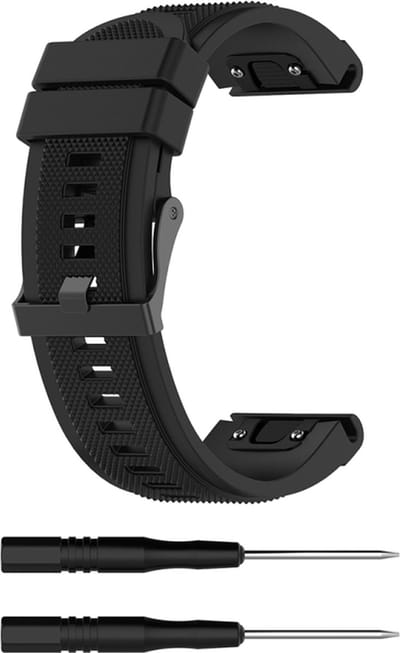 Siliconen bandje - geschikt voor Garmin Fenix 3 / 5X / 5X Plus / 6X / 6X Pro / 7X / 7X Pro / 8 (51 mm) / Quatix 3 / 6X / Tactix (7) / Enduro (2) / Descent Mk1 / Mk2(i) / Mk3i 51 mm / D2 / Delta PX / Mach 1 Pro / Epix Pro Gen 2 51 mm - zwart