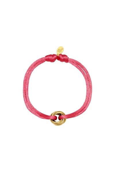 Satijnen armband Knot - Verstelbaar - One Size - Fel Roze - Trendy