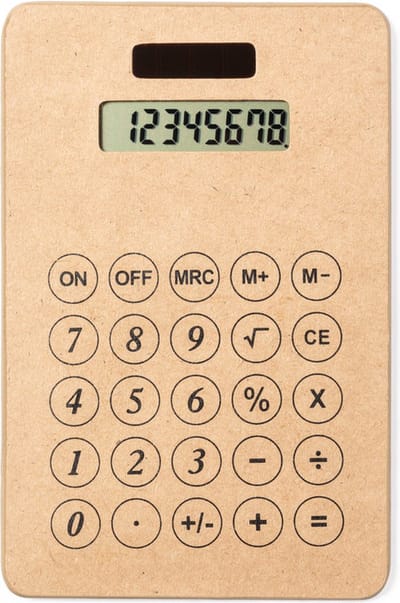Rekenmachine - Rekenmachines - Calculator - Bureau accessoires - Solar - Duurzaam - Gerecycled karton - beige