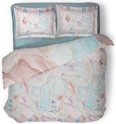 LINNICK Dekbedovertrek Katoen Geometric Diamond - Multi - Dekbedovertrek 200x200/220cm - 100% Katoen - Tweepersoons - Dekbedovertrekken - Geometrisch Dekbedovertrek