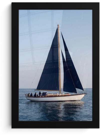 Poster in lijst - Fotolijst 20x30 cm - Posters - Zeilboot - Zee - Blauw - Posterlijst zwart - Decoratie - Wanddecoratie woonkamer - Muurdecoratie slaapkamer