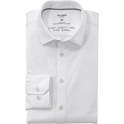 OLYMP No. Six 24/Seven super slim fit overhemd - tricot - wit - Strijkvriendelijk - Boordmaat: 39 (EU maat: M)