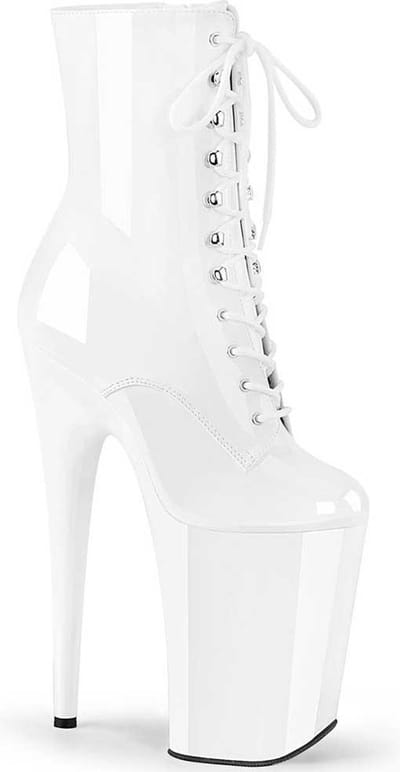 Pleaser - INFINITY-1020 Plateau Laarzen, Paaldans schoenen - Paaldans schoenen - 35 Shoes - Wit