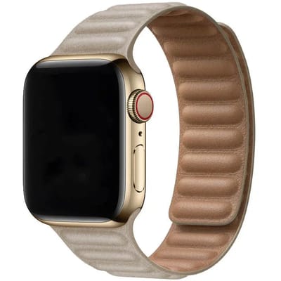 Bandje Voor Apple Watch - Leren Solo Band - Khaki (Bruin) - Maat: 38, 40 & 41mm - Horlogebandje, Armband