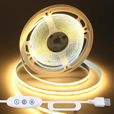 COB LED Strip 5 Meter USB Warmwit Dimbaar 1600 LEDs Achtergrondverlichting TV Kasten Spiegels Slaapkamer Decoratie