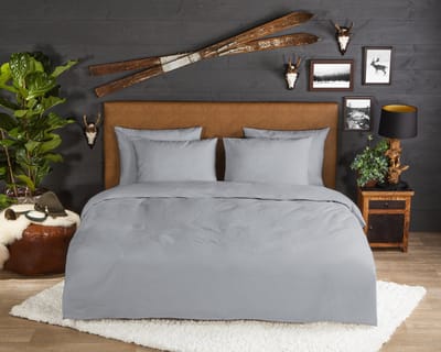 Good Morning dekbedovertrek effen kleur - 1 persoons 140x200/220 cm - Zilver - 100% Katoen flanel