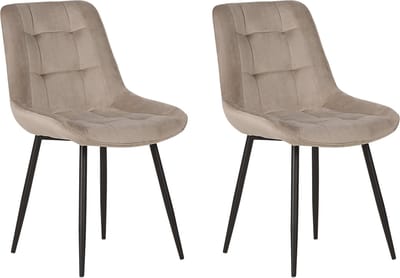 MELROSE - Eetkamerstoel set van 2 - Taupe - Fluweel