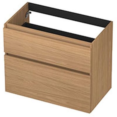 INK - Onderkast 2 Laden Greeploos met Houten Keerlijst A-symmetrisch - 800x450x650 Mm - Blank Eiken