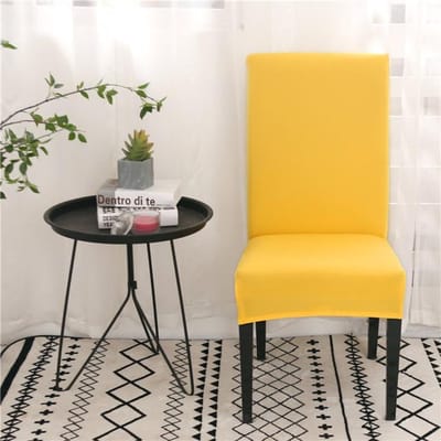 Spandex Stoelhoezen Verwijderbaar Anti-Vuil Keukenhoes Voor Banket Bruiloft Diner Restaurant Housse De Chaise 1 Stuk Universal Size geel