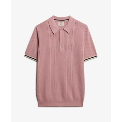 Superdry Knitted Texture Korte Mouw Poloshirt Roze L Man