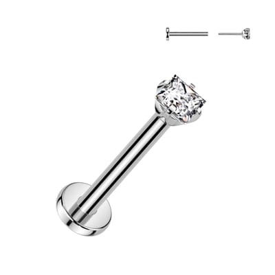 Piercing titanium push in vierkantje 0.8X8x2 - zilver - LMPiercings