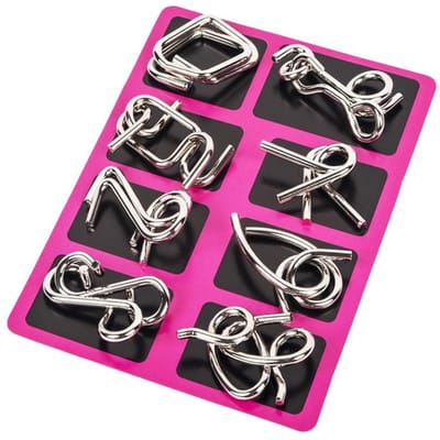 Hoge Kwaliteit 8 Stuks/Set Hoge Kwaliteit Metaal Hoge Kwaliteit Montessori Hoge Kwaliteit Puzzel Hoge Kwaliteit Draad IQ Hoge Kwaliteit Geest Hoge Kwaliteit Hersenen roze