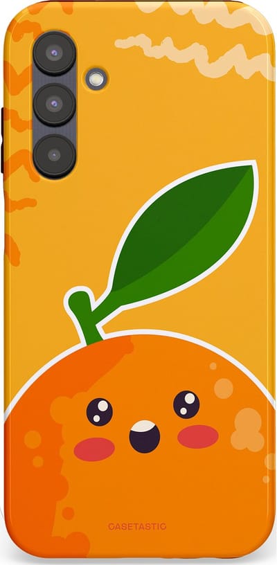 Casetastic Hoesje Geschikt voor Samsung A25 - Stijlvolle Beschermende Duo-layer Case - Vrolijke Sinaasappel