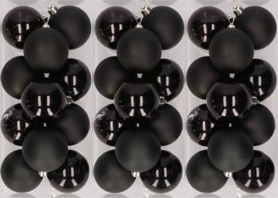 Decoris kerstballen - 36x st - zwart - D6 cm - kunststof - mat/glans - kerstversiering