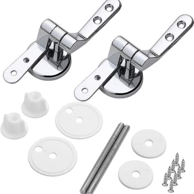 Toiletzitting Scharnieren - Toiletdeksel Bevestiging - Reparatie Badkamer - Roestbestendig Zinklegering - 2 stuks - Zilver
