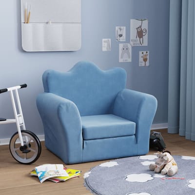 vidaXL - Kinderslaapbank - zacht - pluche - blauw