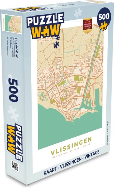 Puzzel Kaart - Vlissingen - Vintage - Legpuzzel - Puzzel 500 stukjes