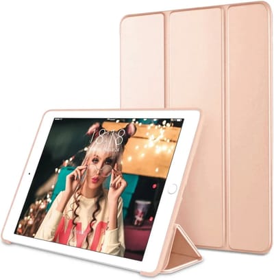 Tablet Hoes geschikt voor de Apple iPad 9.7 2017 / 2018 / Air (2) | Book Case met Standaard | Kunstlederen Beschermhoes | Tri-fold | Roze Goud