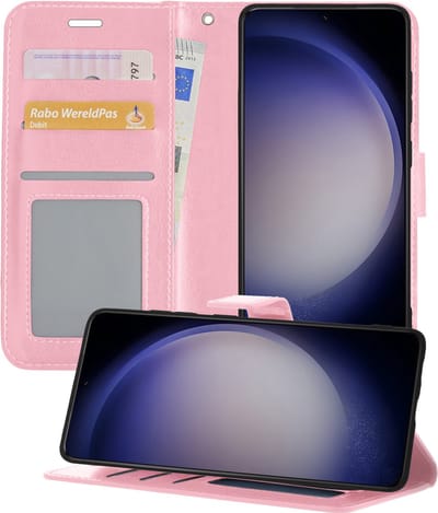 Hoesje - Geschikt voor Samsung Galaxy S23 - Luxe Bookcase - Walletcase Hoes - Portemonnee - Cover - Telefoonhoes - Lichtroze