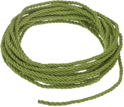M METERXITY 5 Yards Twisted Rope Trim, 3 mm/0,12 in Legergroene Zachte Polyester Gedraaid Zijden Touw Koord 3-laags Decoratief Koord voor Gift Bag/DIY Crafts/Home Decor/Gordijn Tieback