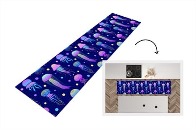 Keukenloper - Loper keuken - Kwallen - Patronen - Zeedieren - Neon - 200x50 cm - Keukenloper vinyl