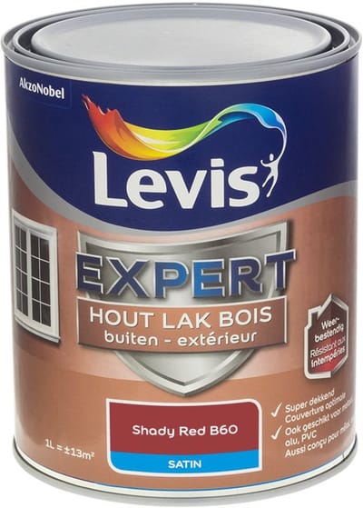 Levis - Expert Hout Lak Buiten Satin Mix - Shady Red B60 - Mengverf - 1 L