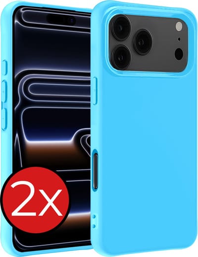 Hoesje - 2 Stuks - Geschikt voor Apple iPhone 17 Pro Max / 18 Pro Max - Sterk & Shockproof - Telefoonhoes - Back Cover - Case Siliconen - Telefoon Hoes - Lichtblauw