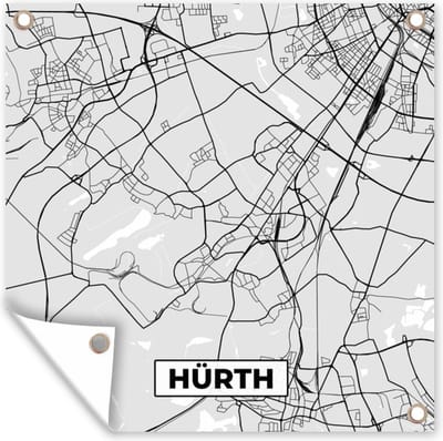 Tuin poster Hürth - Duitsland - Stadskaart - Plattegrond - Kaart - 200x200 cm - Tuindoek
