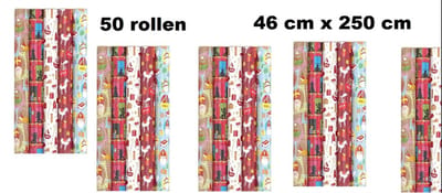 50x Sinterklaas inpakpapier ass 46 cm x 250 cm - luxe cadeaupapier geschenkpapier inpakpapier kinderen Sinterklaas  rol schoencadeautjes sinterklaas