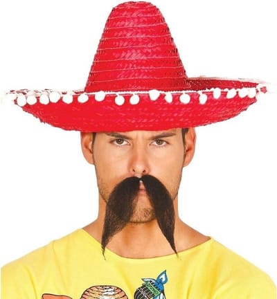 4x stuks rode sombrero/Mexicaanse hoed 45 cm - Mexico thema verkleedkleding voor volwassenen