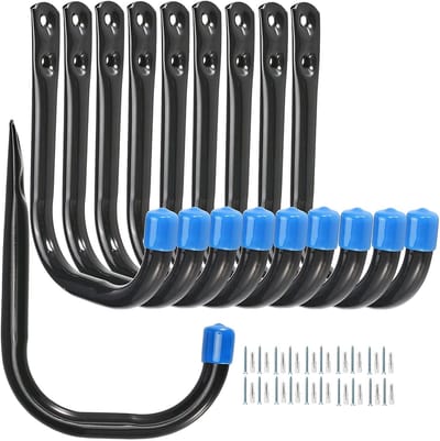 Dailygoods- Opberghaak Zware Kwaliteit - Opberghaken Garage - J-Haak - Wandbeugel - 10 Stuks - Roestvrij Staal