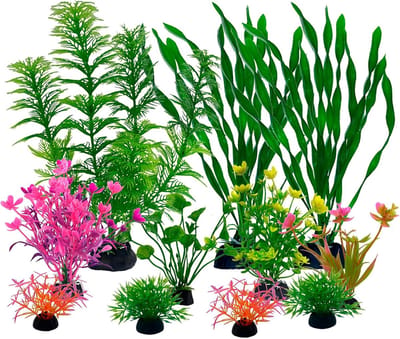 Kunstplanten Aquarium - Aquarium Decoratie - Aquarium Aankleden - Levensgetrouwe Bladeren - 11 Stuks - Multicolor