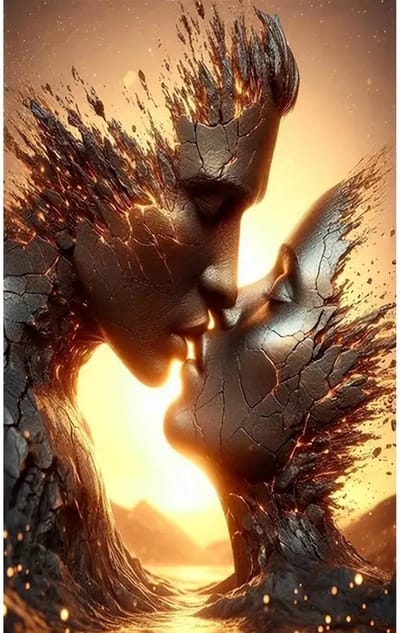 TOPMO - Wanneer Zielen Samensmelten- Diamond painting pakket - HQ Diamond Painting - VOLLEDIG dekkend - Diamant Schilderen - voor Volwassenen – ROND- 40X50CM