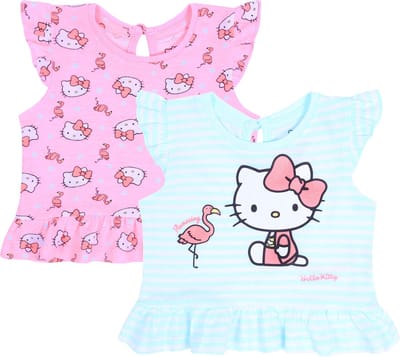 2x Roze-mintgroen T-shirt, Hello Kitty T-shirt
