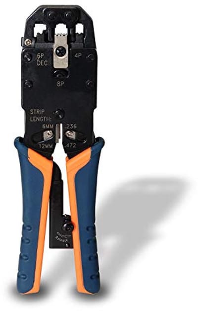 Nietang ratelkrimptang voor RJ10, RJ11, RJ12, RJ45 - Zwart