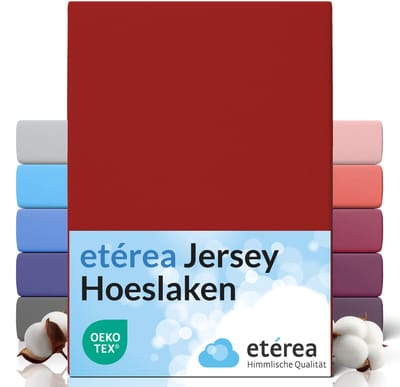 etérea Jersey Hoeslaken 90x200 - 100x200 cm Oekotex Made in Green - 100% katoen - Kers