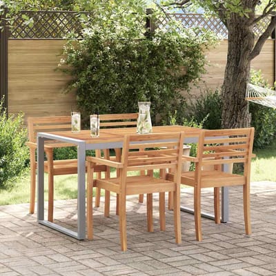 vidaXL Tuin Tafel Grijs 140 x 80 x 75 cm Massief Acacia Hout