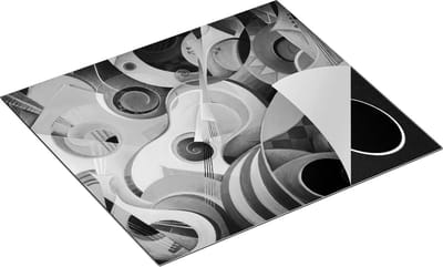 Chefcare Inductie Beschermer Kleurrijke Gitaar Achtergrond - Abstract - Zwart Wit - 60x50 cm - Afdekplaat Inductie - Kookplaat Beschermer - Inductie Mat