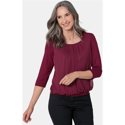 Verzorgd shirt in elegante blouselook - bordeaux - Gr. 19 van Goldner Fashion